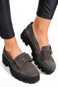 MOCASINI GRI PIELE NATURALA INTOARSA 2S77115