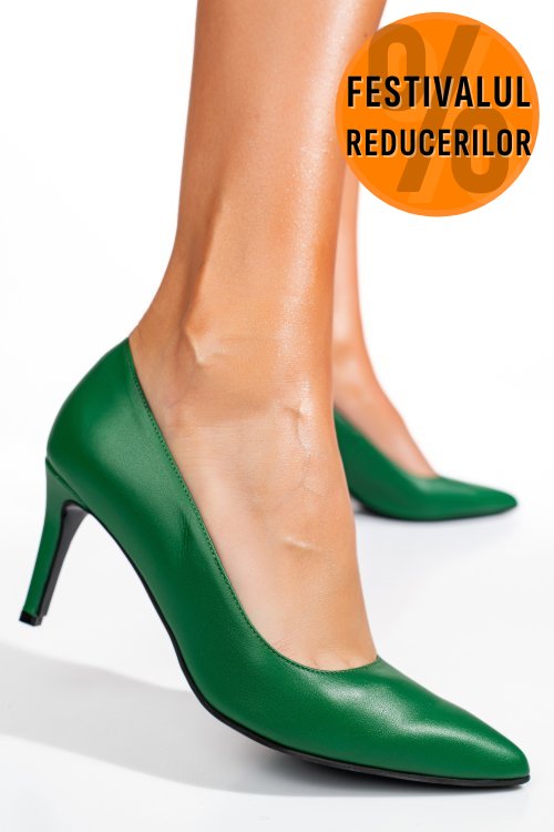Pantofi dama guban piele naturala verde 1s77218