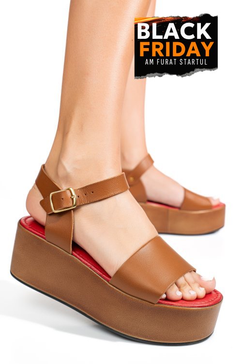 Sandale maro piele naturala cs77hiara207