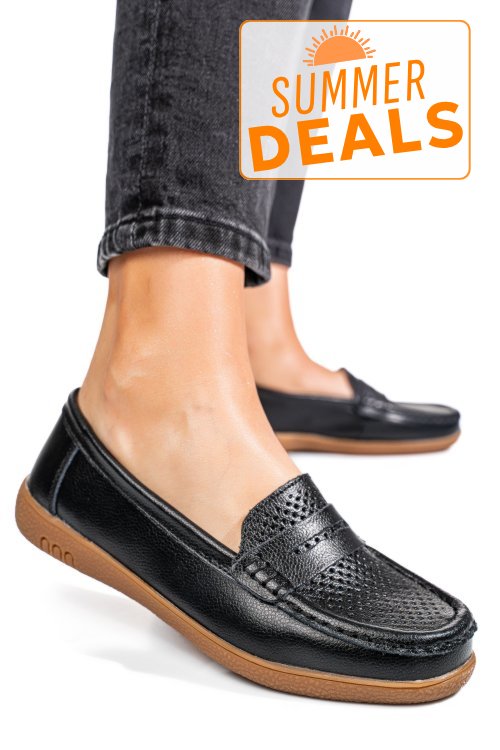 Mocasini negri piele naturala tsp3041