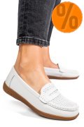 MOCASINI ALBI PIELE NATURALA TSP3041