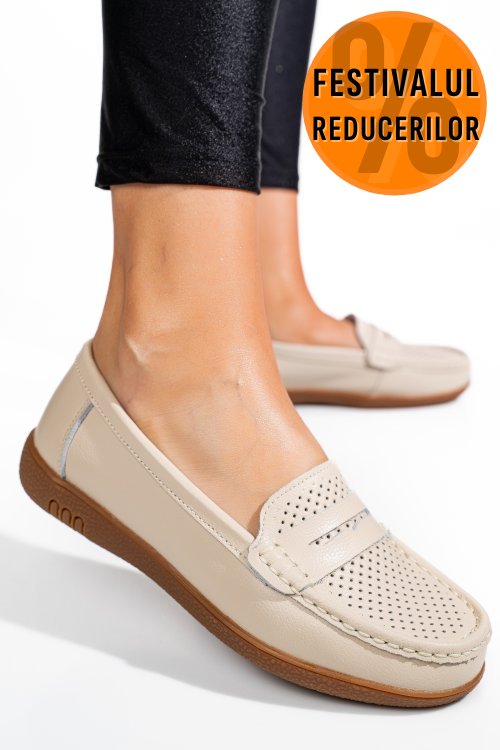 Mocasini bej piele naturala tsp3041