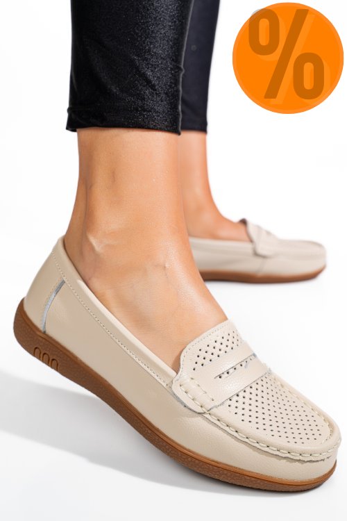 Mocasini bej piele naturala tsp3041