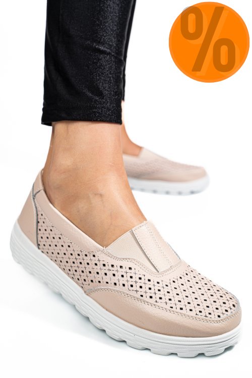 Mocasini bej piele naturala dspx22025