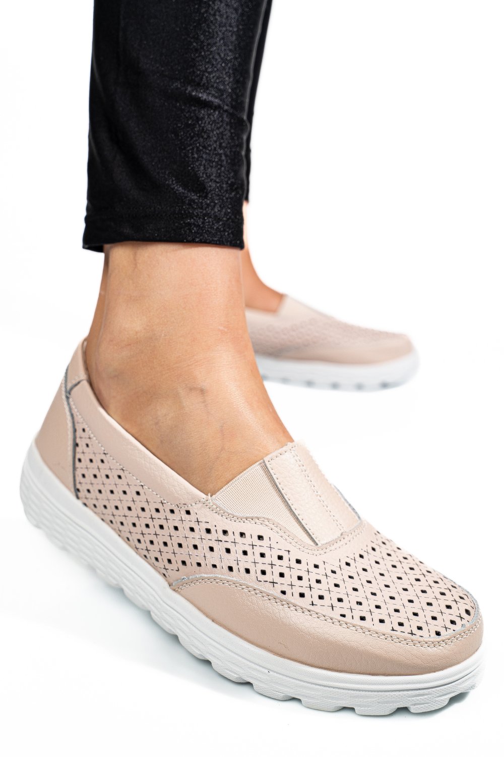 MOCASINI BEJ PIELE NATURALA DSPX22025