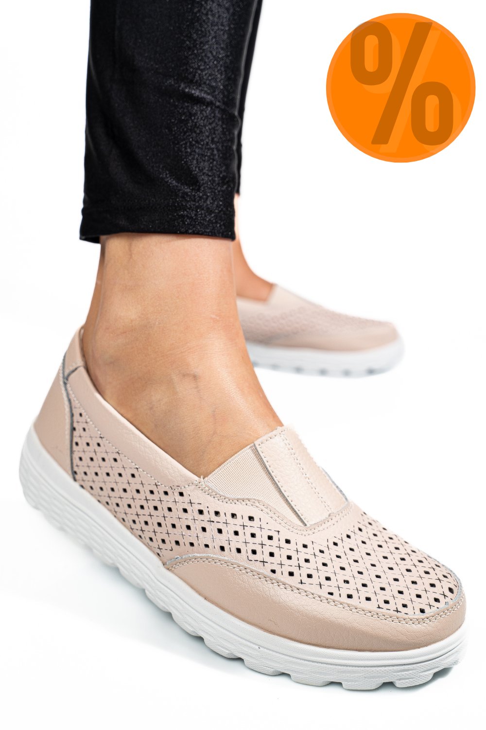 MOCASINI BEJ PIELE NATURALA DSPX22025