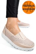 MOCASINI BEJ PIELE NATURALA DSPX22025