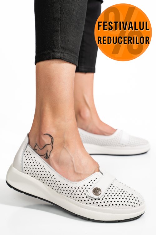 Mocasini albi piele naturala jspy3951
