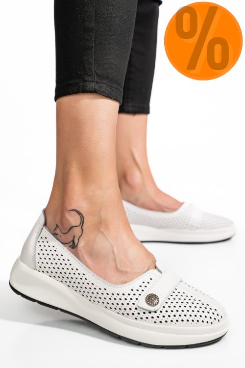 Mocasini albi piele naturala jspy3951