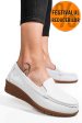 Mocasini albi piele naturala fsp002386