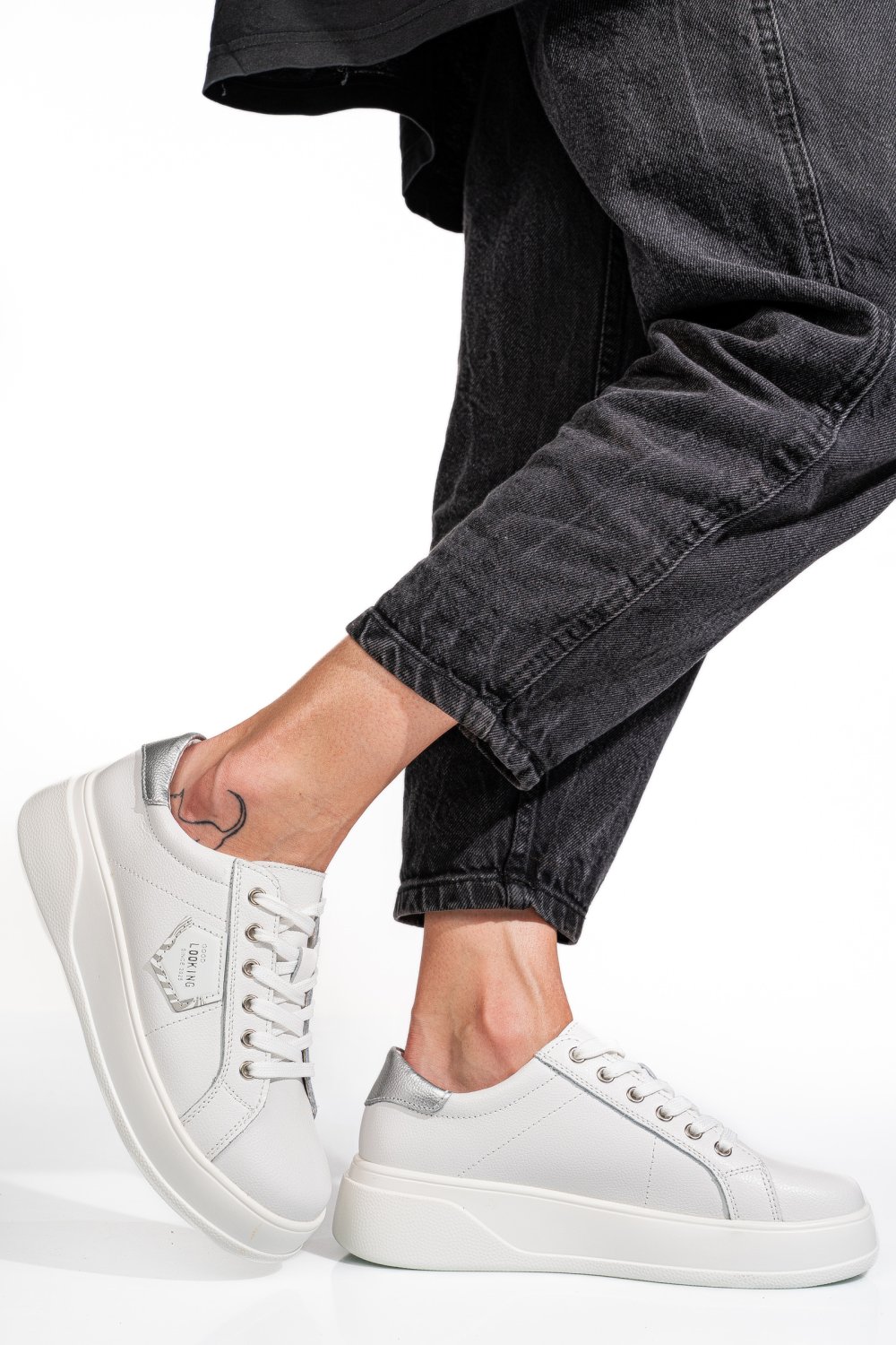 PANTOFI SPORT ALBI PIELE NATURALA TSP5120