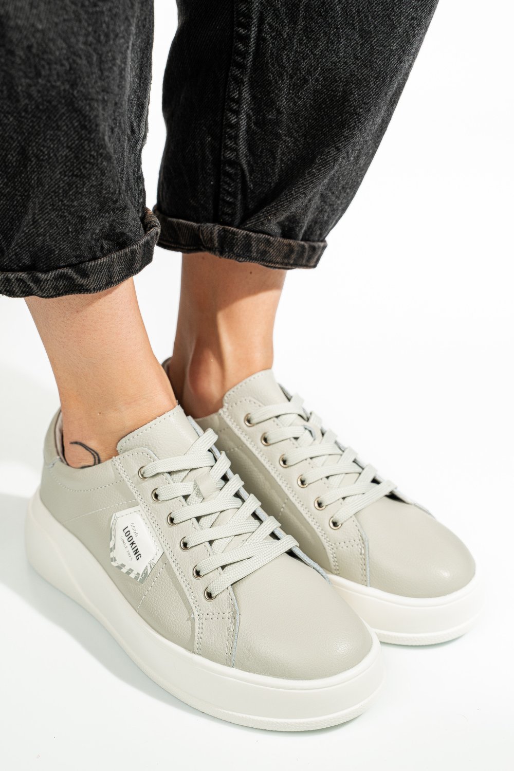 PANTOFI SPORT GRI PIELE NATURALA TSP5120