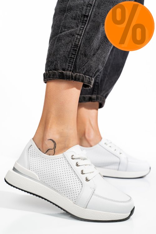 Pantofi sport albi piele naturala tsp5951