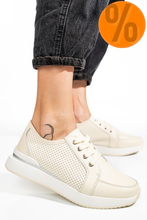 Pantofi sport bej piele naturala tsp5951