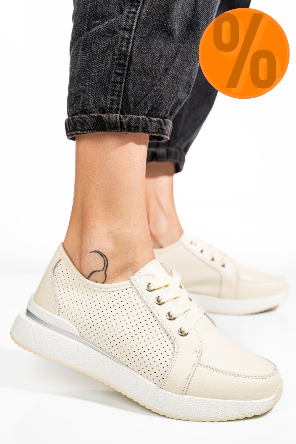 PANTOFI SPORT BEJ PIELE NATURALA TSP5951