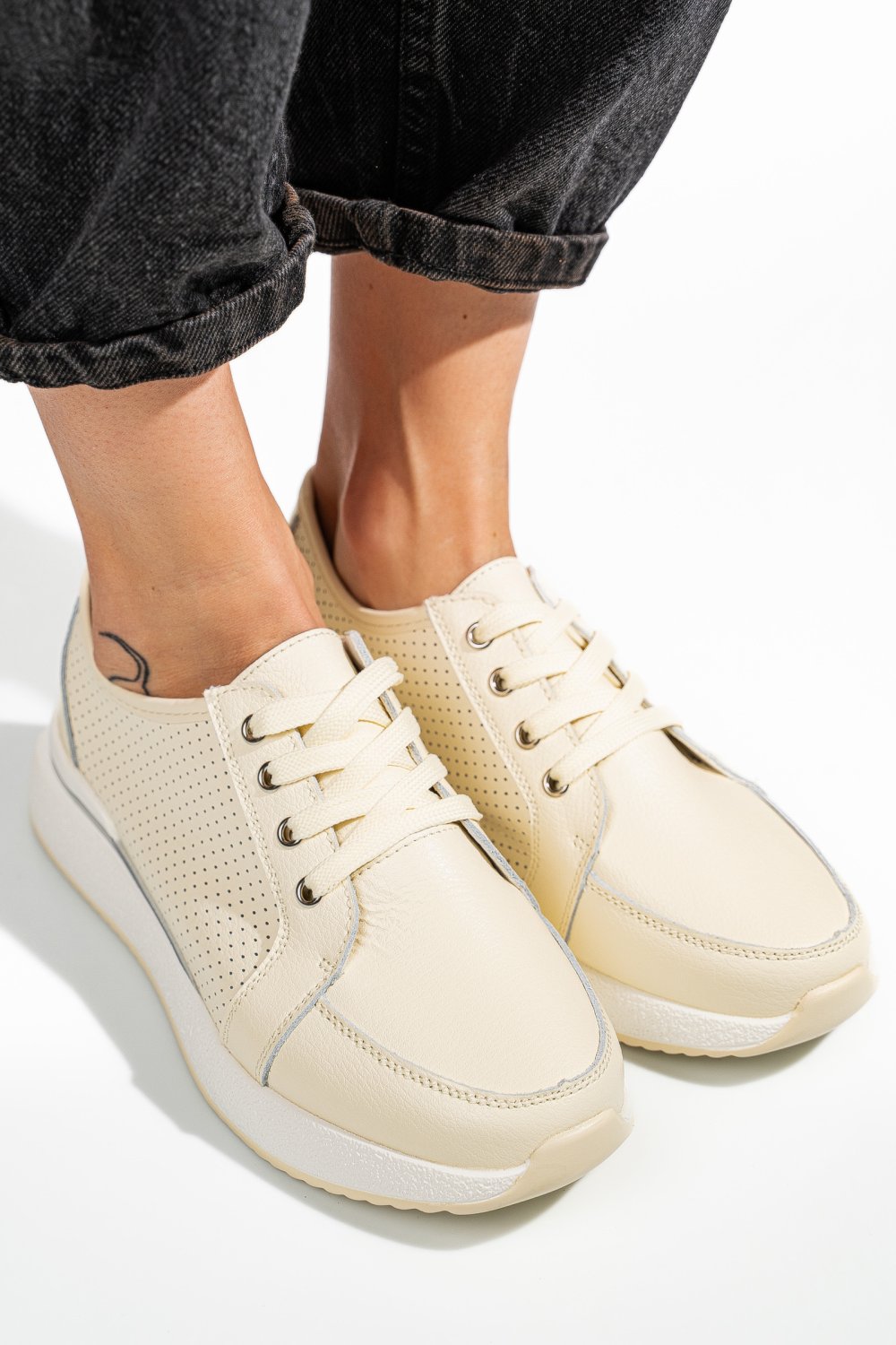 PANTOFI SPORT BEJ PIELE NATURALA TSP5951