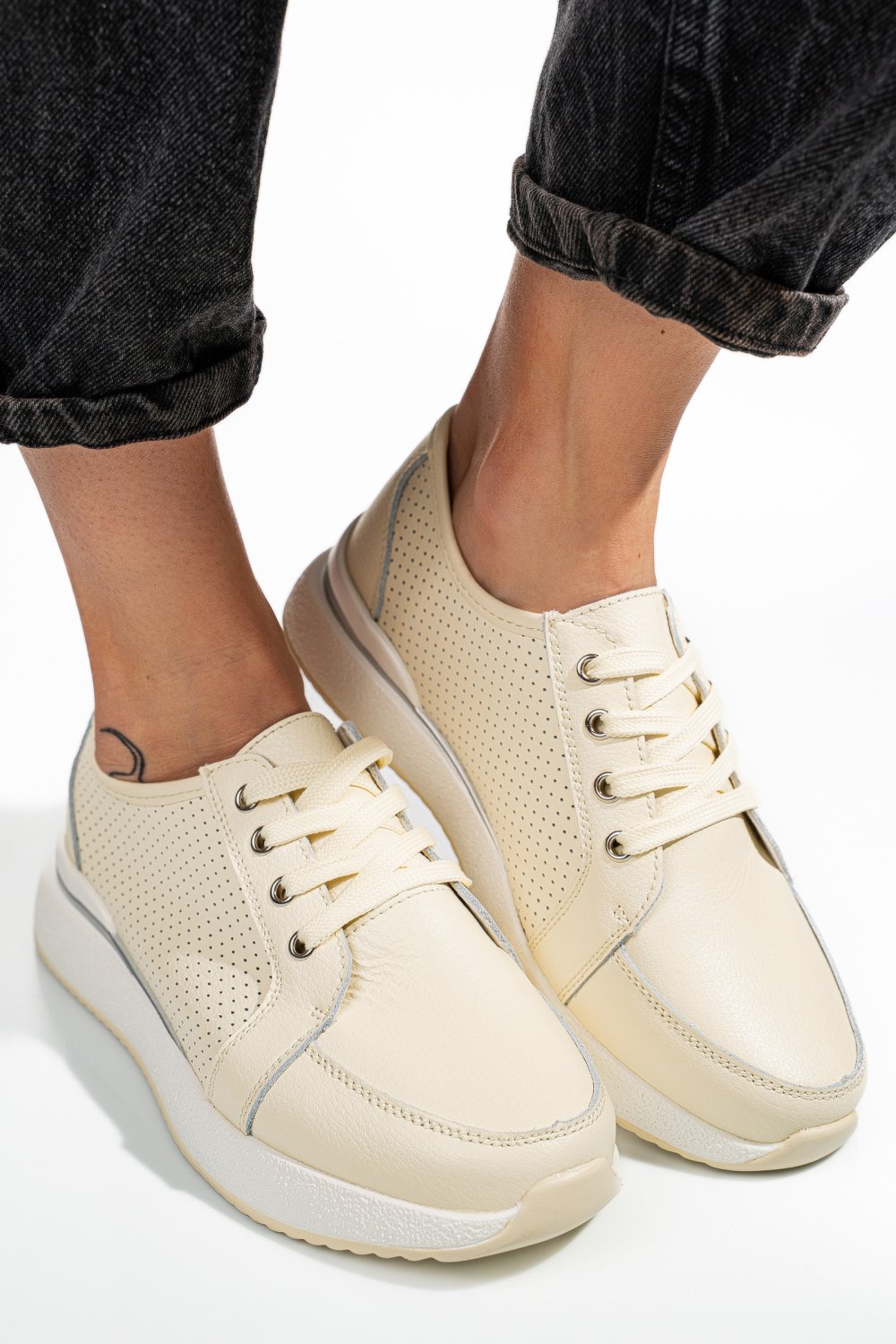 PANTOFI SPORT BEJ PIELE NATURALA TSP5951