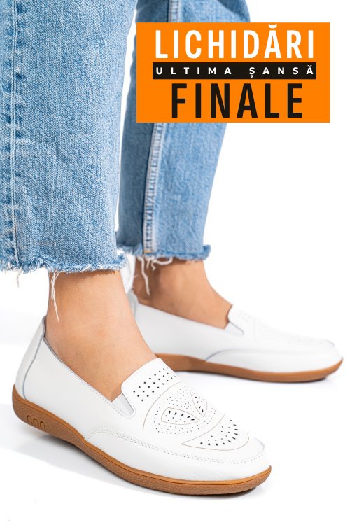 Mocasini albi piele naturala fsp003636