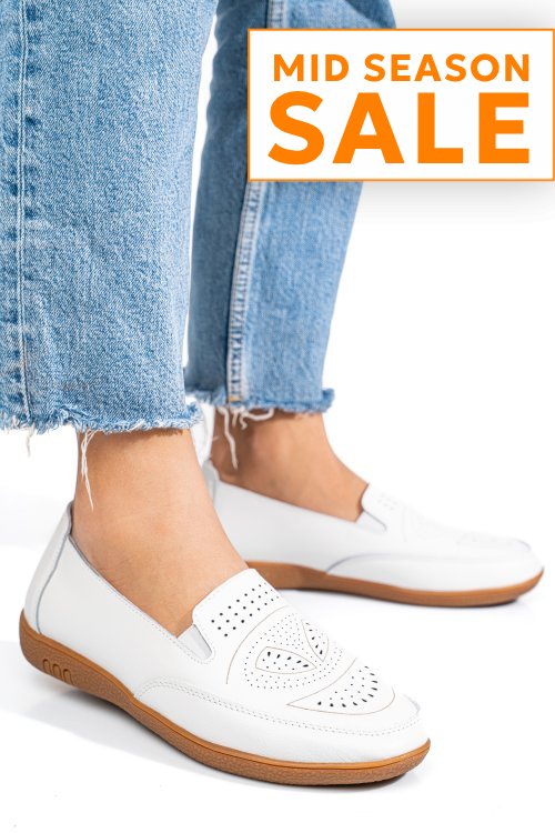 Mocasini albi piele naturala fsp003636