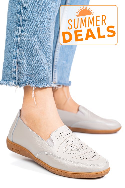 Mocasini gri piele naturala fsp003636