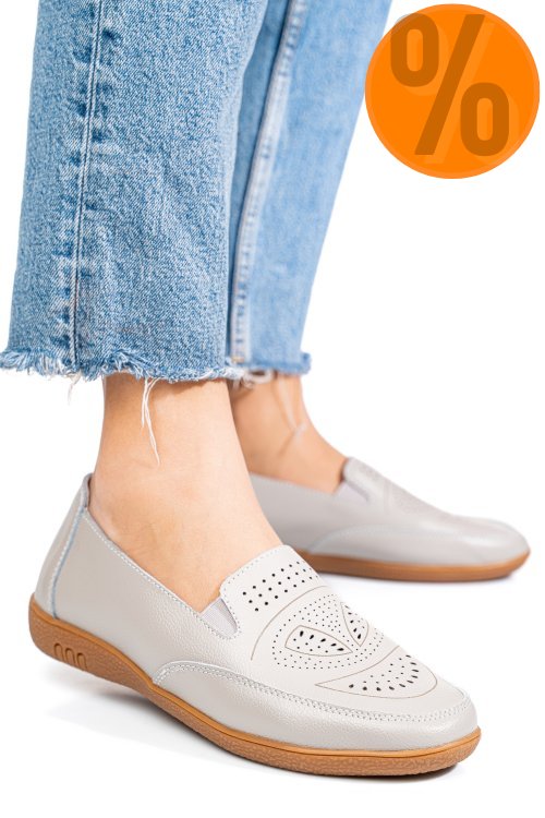 Mocasini gri piele naturala fsp003636