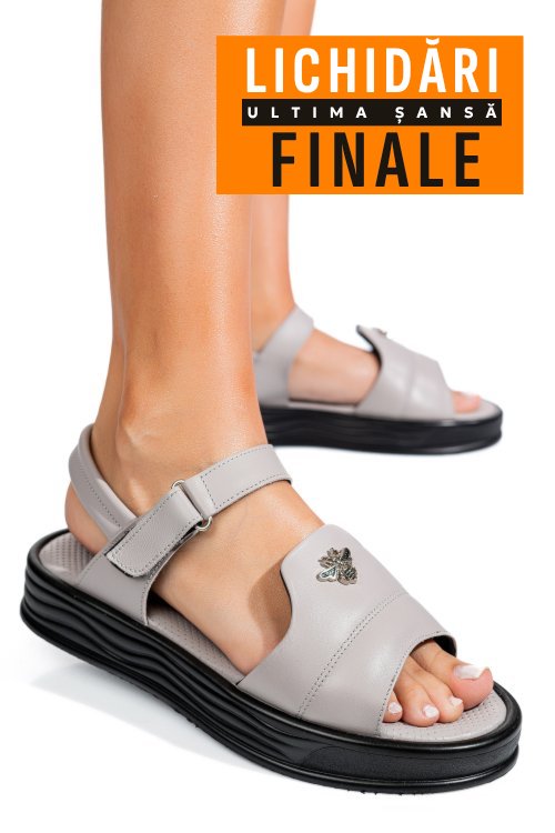 Sandale gri piele naturala 4s7771