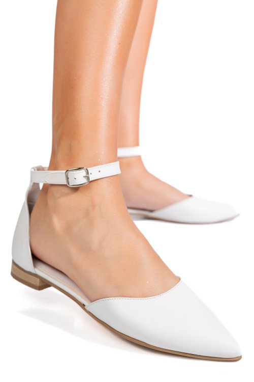 Balerini albi piele naturala 3s7753
