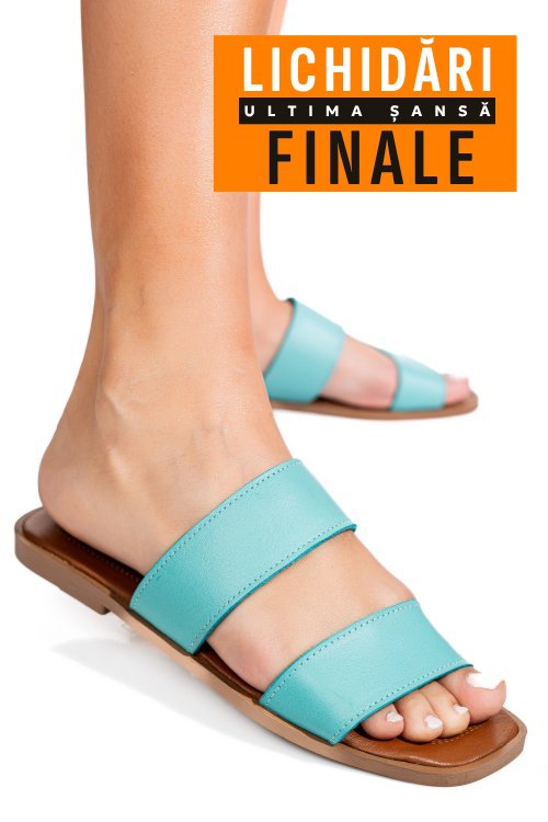 Papuci turcoaz piele naturala ks77zt004