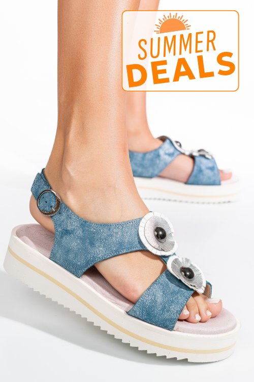 Sandale albastre piele naturala 9s77k70