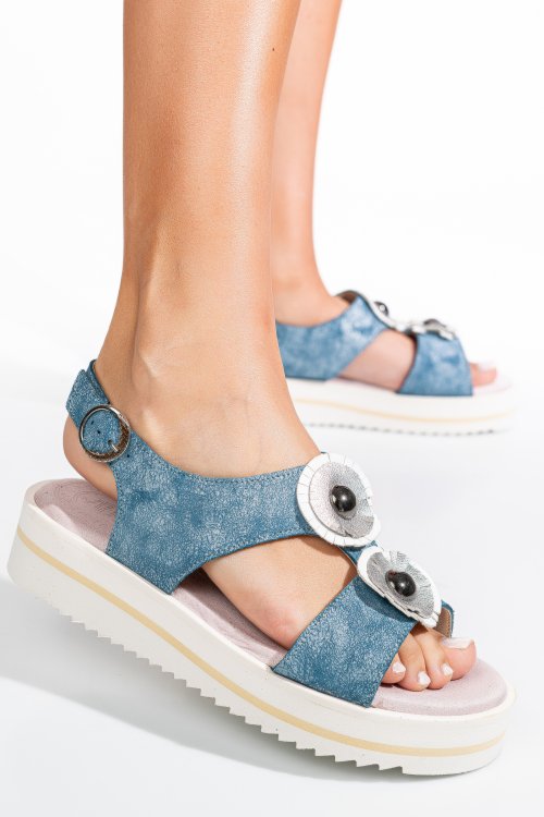 Sandale albastre piele naturala 9s77k70