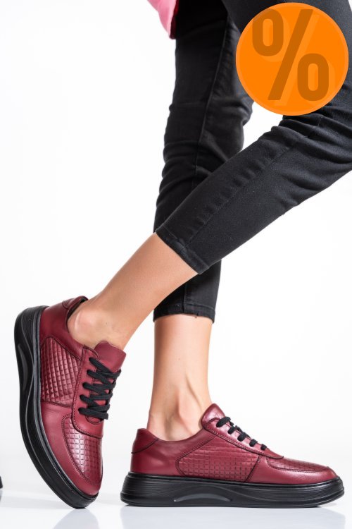 Pantofi bordo piele naturala apckd330
