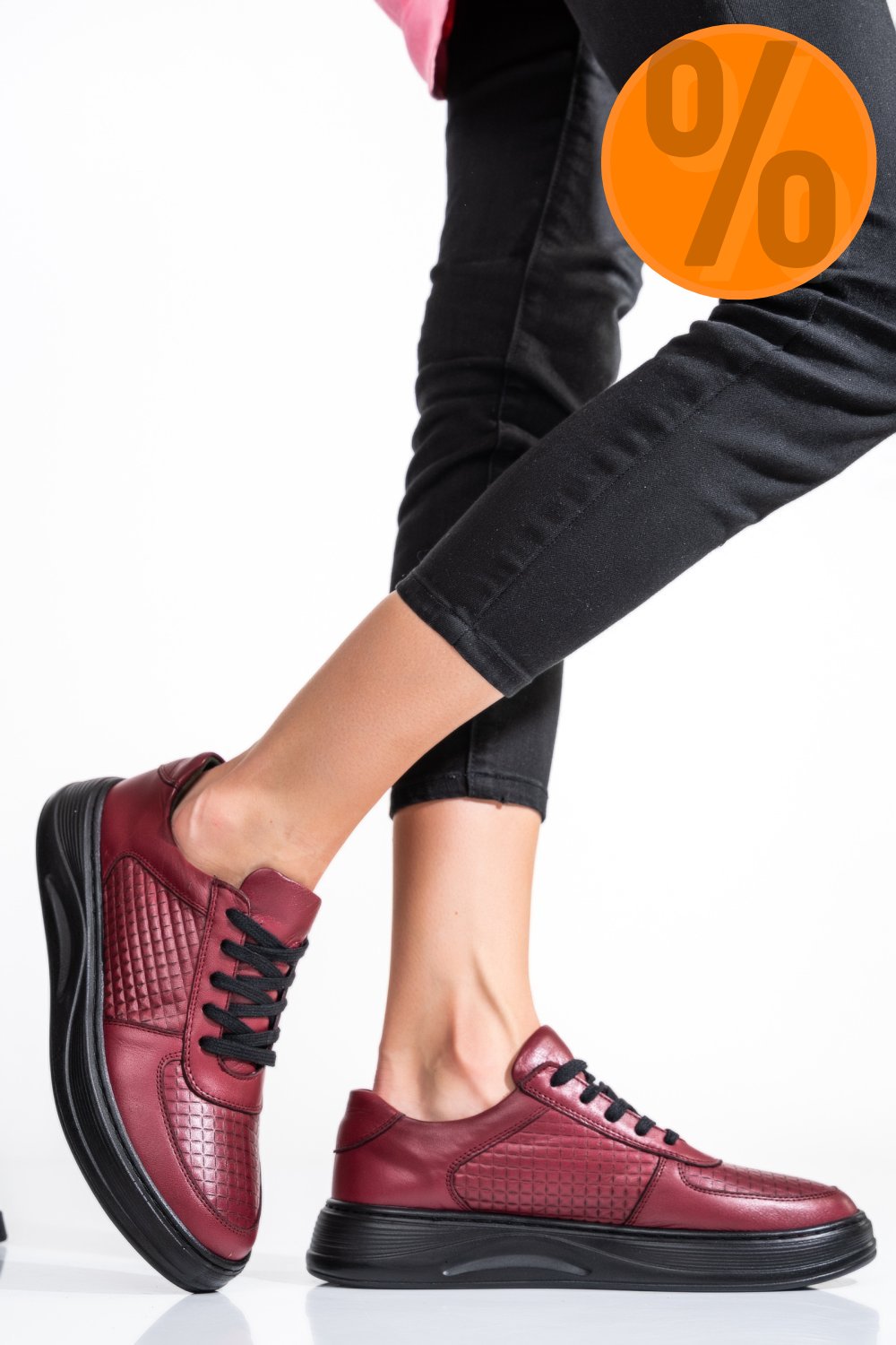 PANTOFI BORDO PIELE NATURALA APCKD330