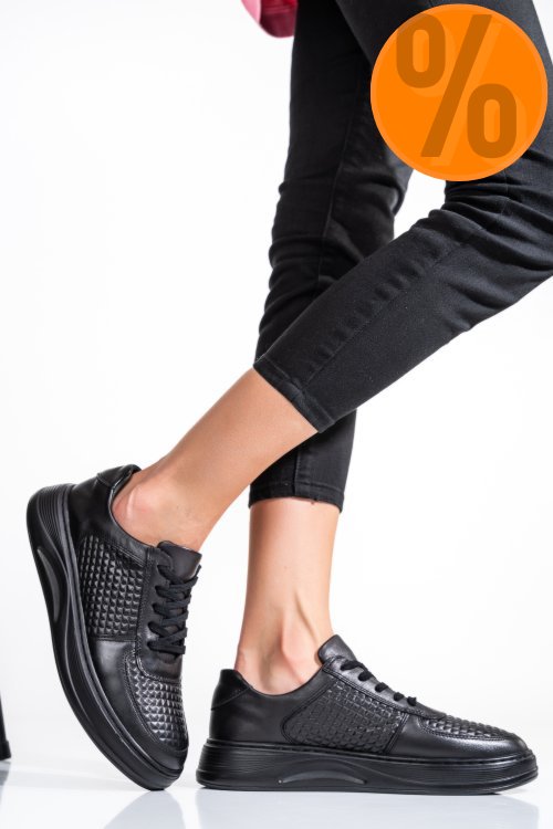 Pantofi negri piele naturala apckd330
