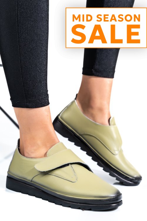 Pantofi olive piele naturala apck700