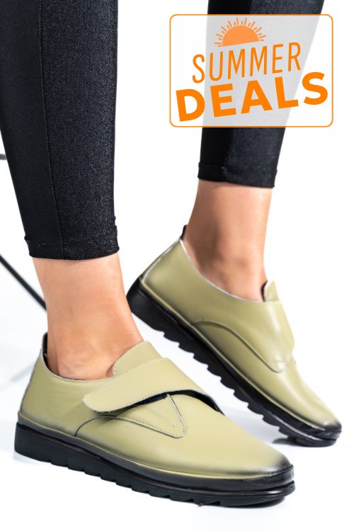 Pantofi olive piele naturala apck700