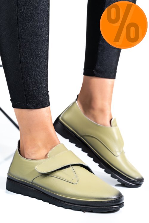 Pantofi olive piele naturala apck700