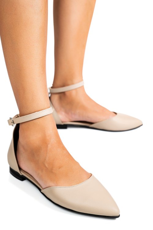 Balerini taupe piele naturala 3s7753