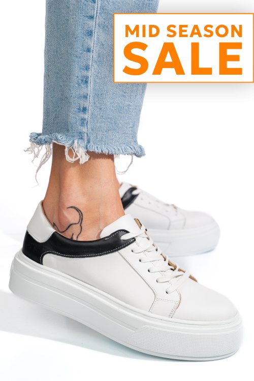 Pantofi sport femei piele naturala alb negru 3s7700b