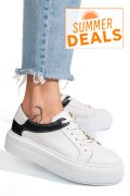 PANTOFI SPORT FEMEI PIELE NATURALA ALB NEGRU 3S7700B