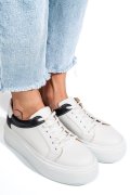 PANTOFI SPORT FEMEI PIELE NATURALA ALB NEGRU 3S7700B
