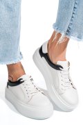 PANTOFI SPORT FEMEI PIELE NATURALA ALB NEGRU 3S7700B