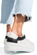 PANTOFI SPORT FEMEI PIELE NATURALA ALB NEGRU 3S7700B