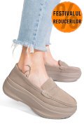 MOCASINI KHAKI PIELE NATURALA INTOARSA FSP002295