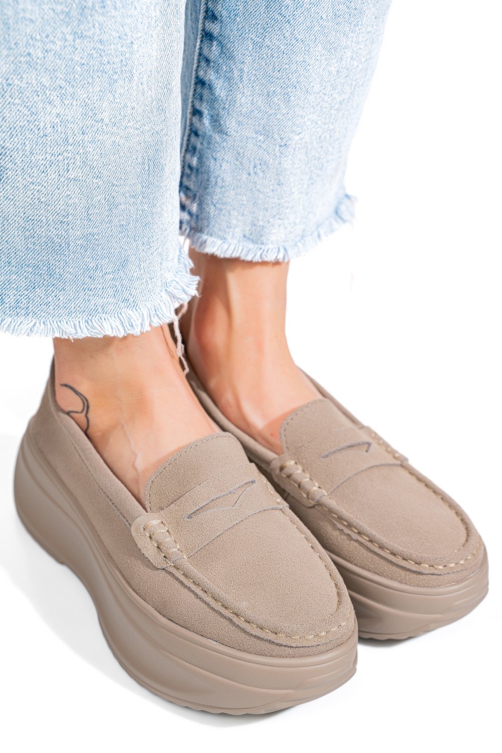 MOCASINI KHAKI PIELE NATURALA INTOARSA FSP002295