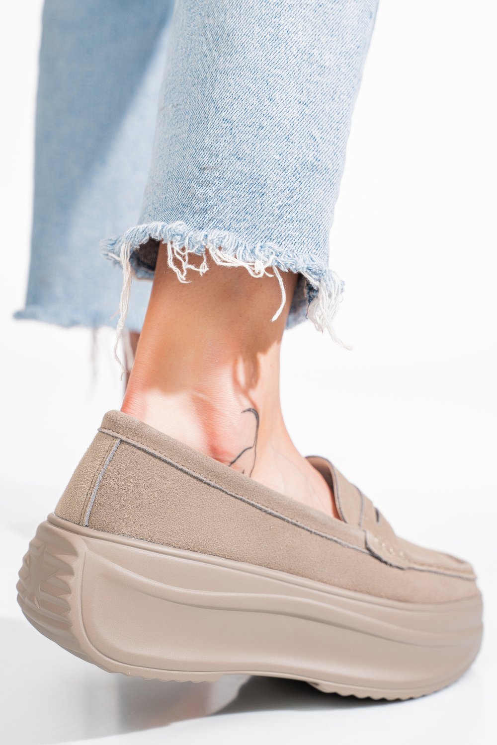 MOCASINI KHAKI PIELE NATURALA INTOARSA FSP002295