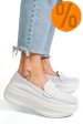 Mocasini albi piele naturala fsp002295