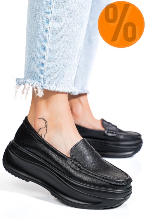 Mocasini negri piele naturala fsp002295