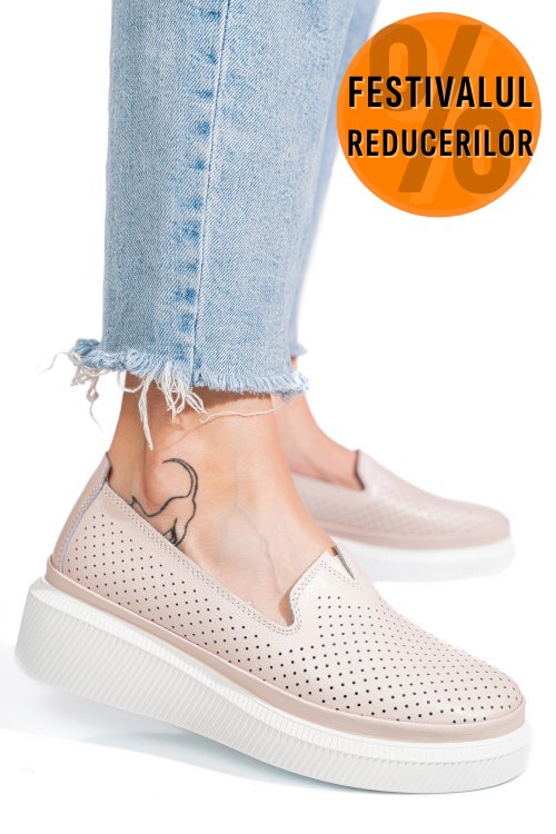 Mocasini roz piele naturala jspy3872