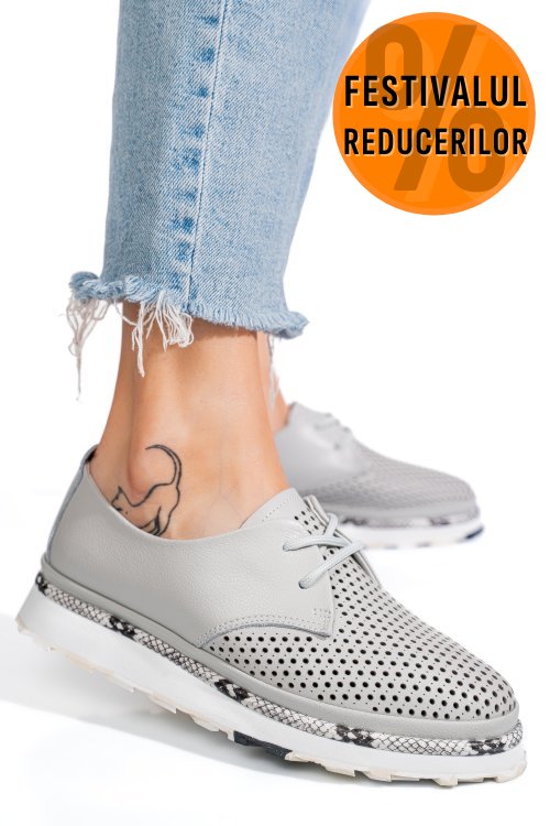 Pantofi gri piele naturala jspy3930