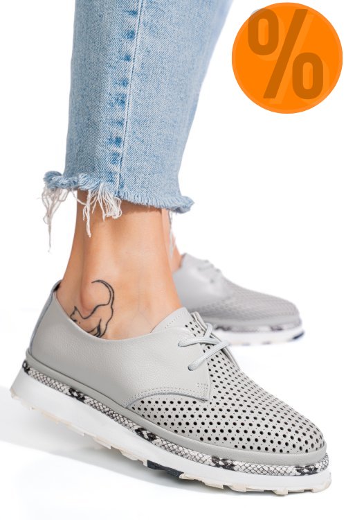 Pantofi gri piele naturala jspy3930